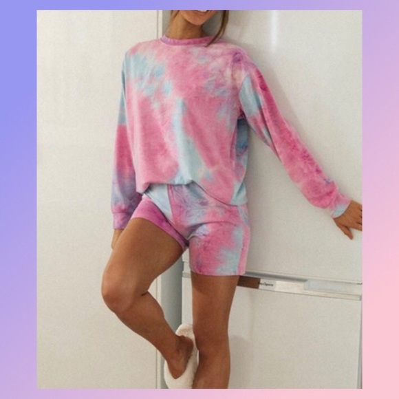 New!!! Pink Blue Tie Dye Lounge Set ! - Picture 6 of 7